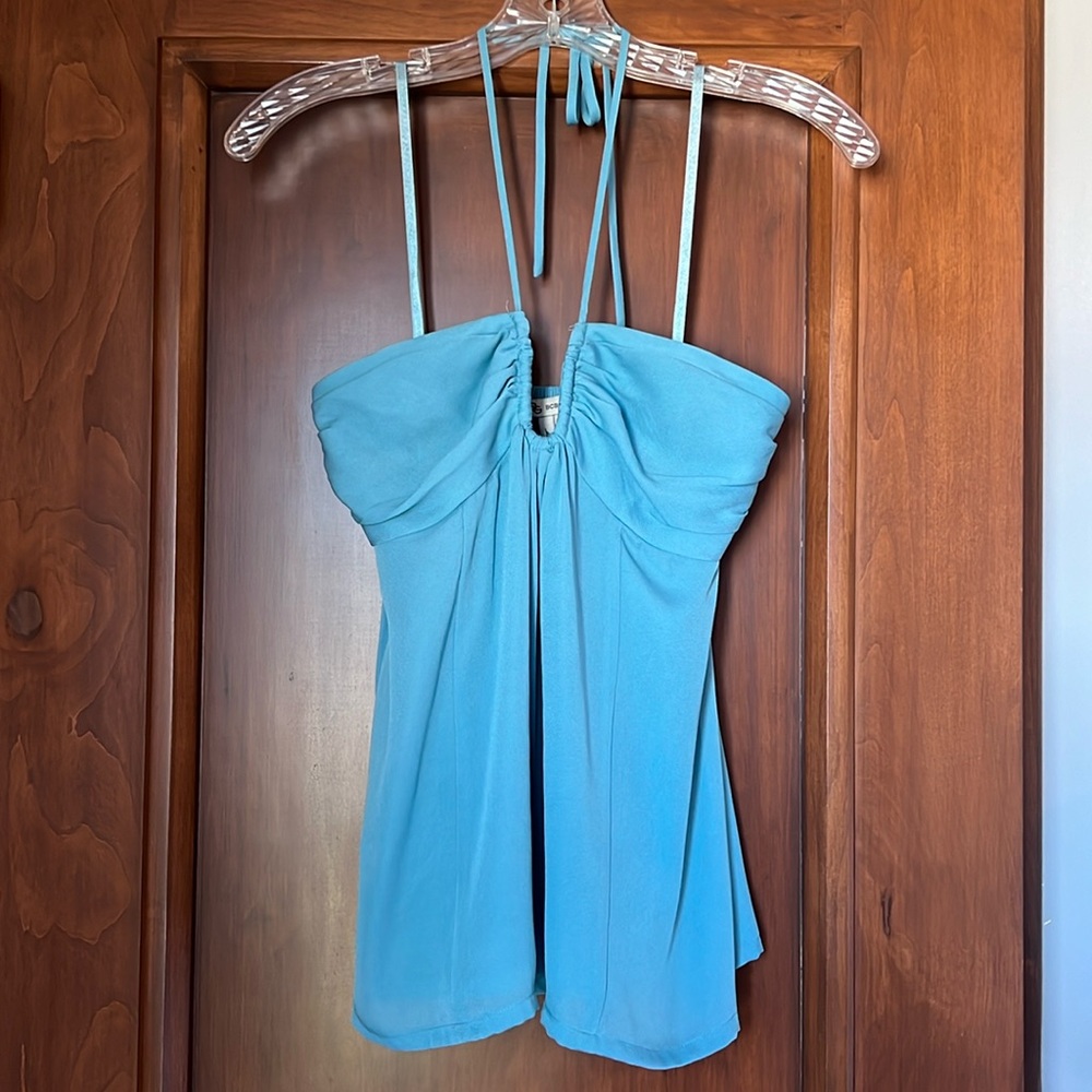 BCBGeneration Baby Blue Halter Top